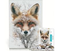 1000 Pieces Jigsaws Adults Puzzles Fox And Tree Double Exposure, Educational Game, Difficult Hard, Birthday And Unique Gifts 38X26CM