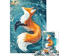 1000 Pieces Jigsaws Adults Puzzles Fox Floating in Water Illustration Learning Educational Toys Family Game Difficult Hard Secret Santa Gifts (Size 50x75cm)