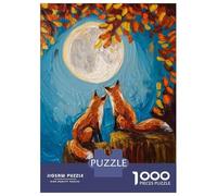 1000 Pieces Jigsaws Adults Puzzles Foxes Under The Moon Puzzle for Adults Relax Games Birthday Present Parent-child Interaction 52x38cm/1000pcs