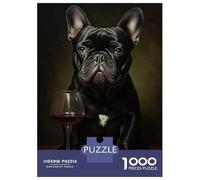 1000 Pieces Jigsaws Adults Puzzles French Bulldog Wine Puzzle for Adults Brain Teaser Game Analysis And Logic for Is Ideal As A Gift 38x26cm/1000pcs