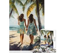 1000 Pieces Jigsaws Adults Puzzles Friends Walking on A Beach Jigsaws for Adults Puzzle Analysis And Logic Difficult And Challenge Educational Family Game (50x75cm)
