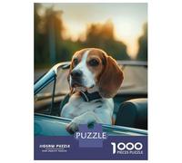 1000 Pieces Jigsaws Adults Puzzles Funny Beagle Cabriolet Car Jigsaw for Adults Toy Wall Decor Hand Speed Race Difficult And Challenge 52x38cm/1000pcs