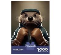 1000 Pieces Jigsaws Adults Puzzles Funny Beaver Animal Boxer Puzzle for Adults Relax Games Birthday Present Parent-child Interaction 52x38cm/1000pcs