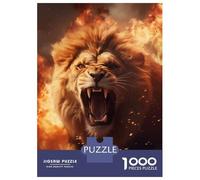 1000 Pieces Jigsaws Adults Puzzles Furious Lion Fire Flames Puzzle for Adults Brain Teaser Game Pattern Assembly Difficult And Challenge 70x50cm/1000pcs