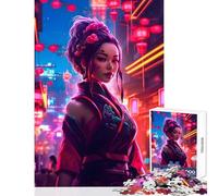 1000 Pieces Jigsaws Adults Puzzles Geisha Cyberpunk Jigsaw Puzzle 1000 Brain Teaser Game Birthday Gifts for The Whole Family (50x75cm)