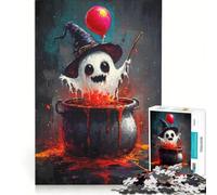 1000 Pieces Jigsaws Adults Puzzles Ghostly Witch in Cauldron, Fun Games, Train Your Brain And Hands, Deal As Gifts for The Whole Family 38x26cm