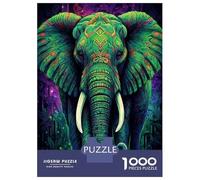 1000 Pieces Jigsaws Adults Puzzles Gifts Aesthetic Neon Elephant Jigsaw for Adults Brain Teaser Game Perfect Decoration Challenging To Complete 70x50cm/1000pcs