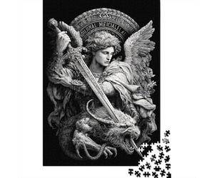 1000 Pieces Jigsaws Adults Puzzles Gifts Angel Sword Dragon Art Print Jigsaw Puzzle Brain Teaser Game Precision Cutting Educational Challenge 38x26cm/1000pcs