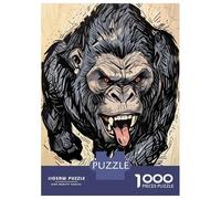 1000 Pieces Jigsaws Adults Puzzles Gifts Angry Sabertooth Gorilla Illustration Puzzles for Adults Fun Games Staycation Kill Time Birthday Present, Gifts, 38x26cm/1000pcs