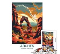 1000 Pieces Jigsaws Adults Puzzles Gifts Arches National Park, Utah Illustration DIY Toys Gift For Birthdays Educational Games Challenging To Complete Size 38x52cm