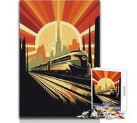 1000 Pieces Jigsaws Adults Puzzles Gifts Art Deco Railroad Train Brainteaser Family Games Analysis And Logic DIY Toys Size 50x75cm