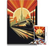 1000 Pieces Jigsaws Adults Puzzles Gifts Art Deco Railroad Train Brainteaser Family Games Analysis And Logic DIY Toys Size 38x52cm