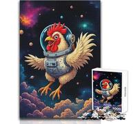 1000 Pieces Jigsaws Adults Puzzles Gifts Astronaut Chicken in Space Calming Enjoyable Free Time Premium Accurate Cut Play Toy Size 50x75cm