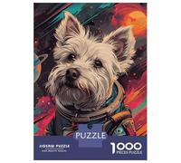1000 Pieces Jigsaws Adults Puzzles Gifts Astronaut Space Terrier Puzzles for Adults Fun Games Staycation Kill Time Birthday Present, Gifts, 52x38cm/1000pcs