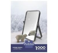 1000 Pieces Jigsaws Adults Puzzles Gifts Bear in The Mirror Puzzles for Adults Family Games Pattern Assembly Educational Challenge 52x38cm/1000pcs