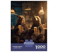 1000 Pieces Jigsaws Adults Puzzles Gifts Bears Drinking Beer at The Bar Puzzles for Adults Brain Teaser Game Analysis And Logic Birthday Present, Gifts, 38x26cm/1000pcs
