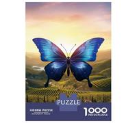 1000 Pieces Jigsaws Adults Puzzles Gifts Beautiful Blue Butterfly Puzzles for Adults Fun Games Staycation Kill Time Birthday Present, Gifts, 70x50cm/1000pcs