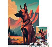 1000 Pieces Jigsaws Adults Puzzles Gifts Belgian Malinois Nature Adult Jigsaw Puzzles Pattern Assembly for Birthday, for Friends And Family (50x75cm)
