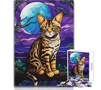 1000 Pieces Jigsaws Adults Puzzles Gifts Bengal Cat in The Wild Stress Reliever Brain Teaser Game Great Gifts And Toys (size 38x26cm)