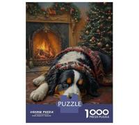 1000 Pieces Jigsaws Adults Puzzles Gifts Bernese Mountain Dog Sleeping by Christmas Fireplace Jigsaws for Adults Anti-Stress Toys Difficult Challenge Challenging To Complete 70x50cm/1000pcs