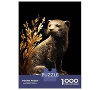 1000 Pieces Jigsaws Adults Puzzles Gifts Black And Gold Otter Jigsaws for Adults Relaxing Games Wall Decoration Birthday Present, Gifts, 38x26cm/1000pcs