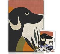 1000 Pieces Jigsaws Adults Puzzles Gifts Black Dog Minimalist Art Educational Family Game Difficult Challenge Gifts Ideas Size 50x75cm