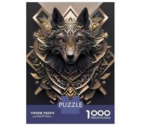 1000 Pieces Jigsaws Adults Puzzles Gifts Black Wolf Head Art Deco Puzzle for Adults Relax Games For Family Fun Gifts for Friends And Family 52x38cm/1000pcs