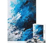 1000 Pieces Jigsaws Adults Puzzles Gifts Blue Black White Painting Educational Game Staycation Kill Time Home Decoration Toys for Is Ideal As A Gifts (75X50CM)