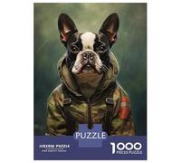 1000 Pieces Jigsaws Adults Puzzles Gifts Boston Terrier Camo Jacket Jigsaw for Adults Family Games A Work of Art Gifts for Friends And Family 70x50cm/1000pcs