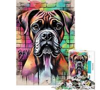 1000 Pieces Jigsaws Adults Puzzles Gifts Boxer Dog Graffiti Jigsaw Puzzle DIY Toys Perfect Decoration Educational Challenge (Size 38x26cm)
