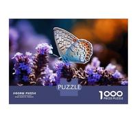 1000 Pieces Jigsaws Adults Puzzles Gifts Butterfly on Purple Flower Puzzles for Adults Brain Teaser Game Analysis And Logic Birthday Present, Gifts, 52x38cm/1000pcs