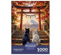 1000 Pieces Jigsaws Adults Puzzles Gifts Cat Love Mount Fuji Torii Gate Autumn Jigsaws for Adults Toy Wall Decor Wall Art Educational Challenge 52x38cm/1000pcs