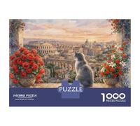 1000 Pieces Jigsaws Adults Puzzles Gifts Cat Overlooking Rome at Sunset Puzzle for Adults Fun Games But Fun And Humorous Gifts for Friends And Family 38x26cm/1000pcs