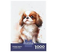 1000 Pieces Jigsaws Adults Puzzles Gifts Cavalier King Watercolor Jigsaw for Adults Brain Teaser Game Perfect Decoration Challenging To Complete 38x26cm/1000pcs