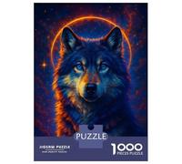 1000 Pieces Jigsaws Adults Puzzles Gifts Celestial Wolf Portrait Jigsaw for Adults Family Games Perfect Decoration Educational Challenge 52x38cm/1000pcs