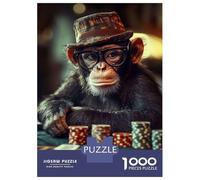 1000 Pieces Jigsaws Adults Puzzles Gifts Chef Monkey Playing Poker Jigsaws for Adults Fun Games For Family Fun Great Gift for Gaming 52x38cm/1000pcs