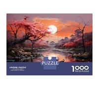 1000 Pieces Jigsaws Adults Puzzles Gifts Cherry Blossom Sunset Reflections Puzzle for Adults Hands-on Game Analysis And Logic Challenging To Complete 52x38cm/1000pcs