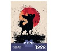 1000 Pieces Jigsaws Adults Puzzles Gifts Chihuahua Silhouette with Red Moon Jigsaw Puzzle Fun Games For Family Fun Gifts for Friends And Family 38x26cm/1000pcs