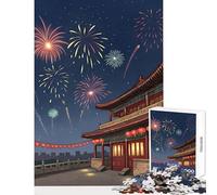 1000 Pieces Jigsaws Adults Puzzles Gifts Chinese New Year Fireworks Family Game Staycation Kill Time Educational Toy for Is Ideal As A Gifts (75X50CM)