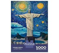1000 Pieces Jigsaws Adults Puzzles Gifts Christ The Redeemer Starry Night Puzzles for Adults Brain Teaser Game Analysis And Logic Birthday Present, Gifts, 38x26cm/1000pcs