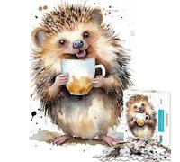 1000 Pieces Jigsaws Adults Puzzles Gifts Coffee with A Hedgehog Help The Brain Exercise But Fun And Humorous Educational Game for Age 14+ Game (38x52cm)
