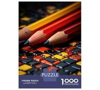 1000 Pieces Jigsaws Adults Puzzles Gifts Colorful Pencils on Mosaic Background Jigsaw for Adults Anti-Stress Toys Hand Speed Race Educational Challenge 38x26cm/1000pcs