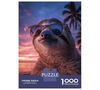 1000 Pieces Jigsaws Adults Puzzles Gifts Cool Sloth on Beach at Sunset Jigsaw Puzzle DIY Toys A Work of Art Gifts for Friends And Family 70x50cm/1000pcs