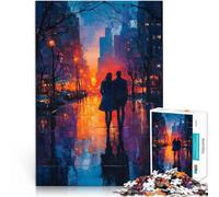 1000 Pieces Jigsaws Adults Puzzles Gifts “Couple Walking City Sunset” Made of cardboard,Suitable for people aged 14 and above Play Toys because it is ideal as a gift for the whole family。