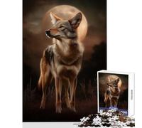 1000 Pieces Jigsaws Adults Puzzles Gifts Coyote Under The Moonlight Puzzle For Teenagers Staycation Kill Time Educational Challenge Learning Educational Toys (50x75cm)