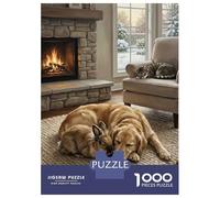1000 Pieces Jigsaws Adults Puzzles Gifts Cozy Animals by Fireplace Adult Jigsaw Puzzle Relax Games Analysis And Logic Birthday Present, Gifts, 52x38cm/1000pcs