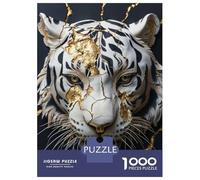 1000 Pieces Jigsaws Adults Puzzles Gifts Cracked Tiger with Gold Inlay Puzzles for Adults Brain Teaser Game Analysis And Logic Birthday Present, Gifts, 70x50cm/1000pcs