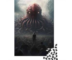 1000 Pieces Jigsaws Adults Puzzles Gifts Cthulhu Vs. Man The Ultimate Battle Adult Jigsaw Puzzle Relax Games Analysis And Logic Birthday Present, Gifts, 70x50cm/1000pcs