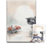 1000 Pieces Jigsaws Adults Puzzles Gifts Curiosity at The Pond Educational Family Game Difficult Challenge Gifts Ideas Size 38x26cm