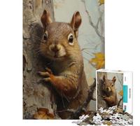 1000 Pieces Jigsaws Adults Puzzles Gifts Curious Squirrel On Tree for Birthday, Chrismas Presents for Women DIY Toys for 14+ Puzzle Game Offered (50x75cm)
